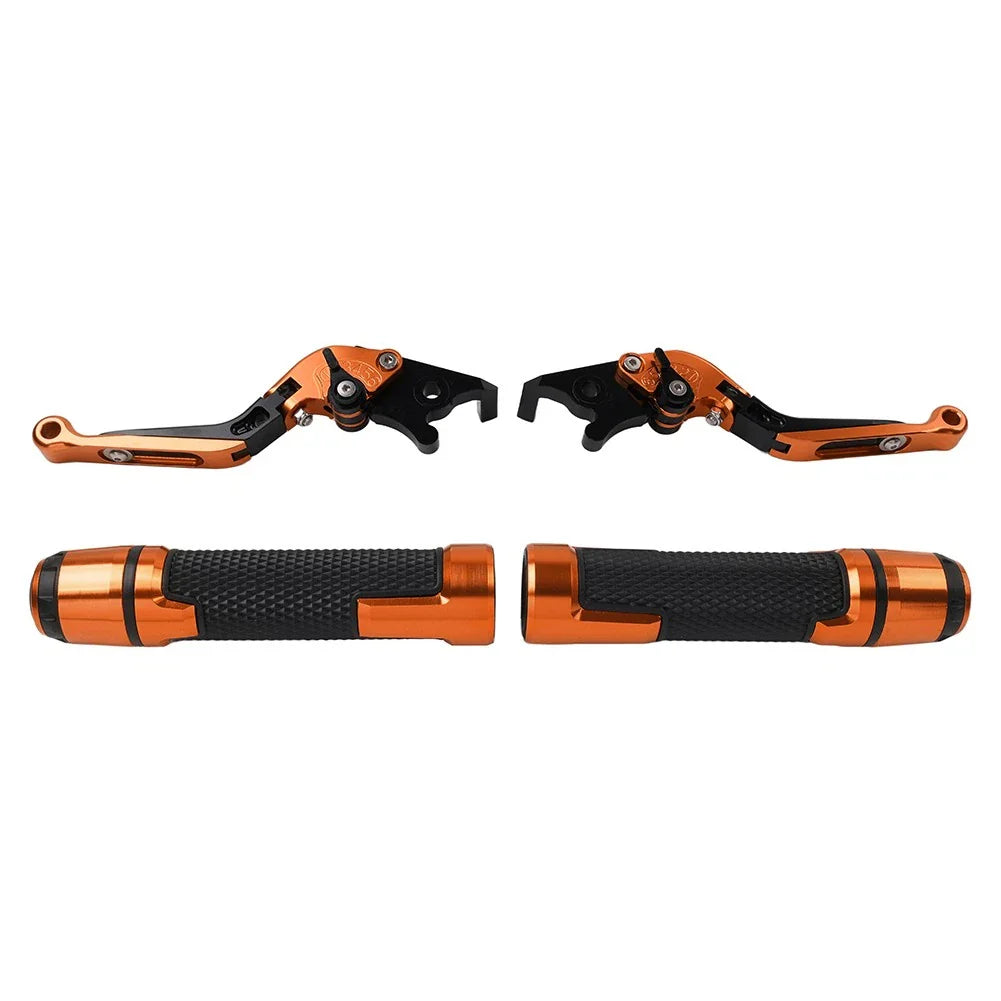 Orange Extendable Brake Clutch Lever Grip Set for BMW R1200GS R1250GS (2013-2023)