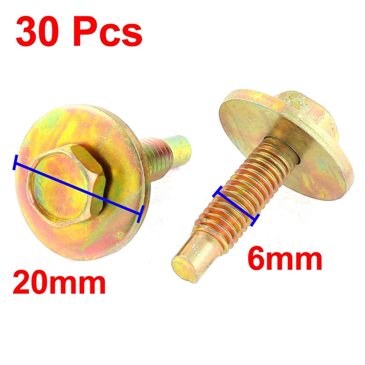 30Pcs Auto Metal Screw Body Mudguard Retainer Clips for Universal Fit