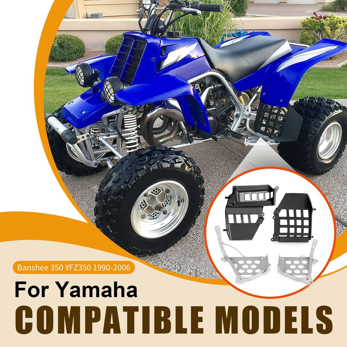Silver Heel Guards for Yamaha Banshee 350 (1990–2006)