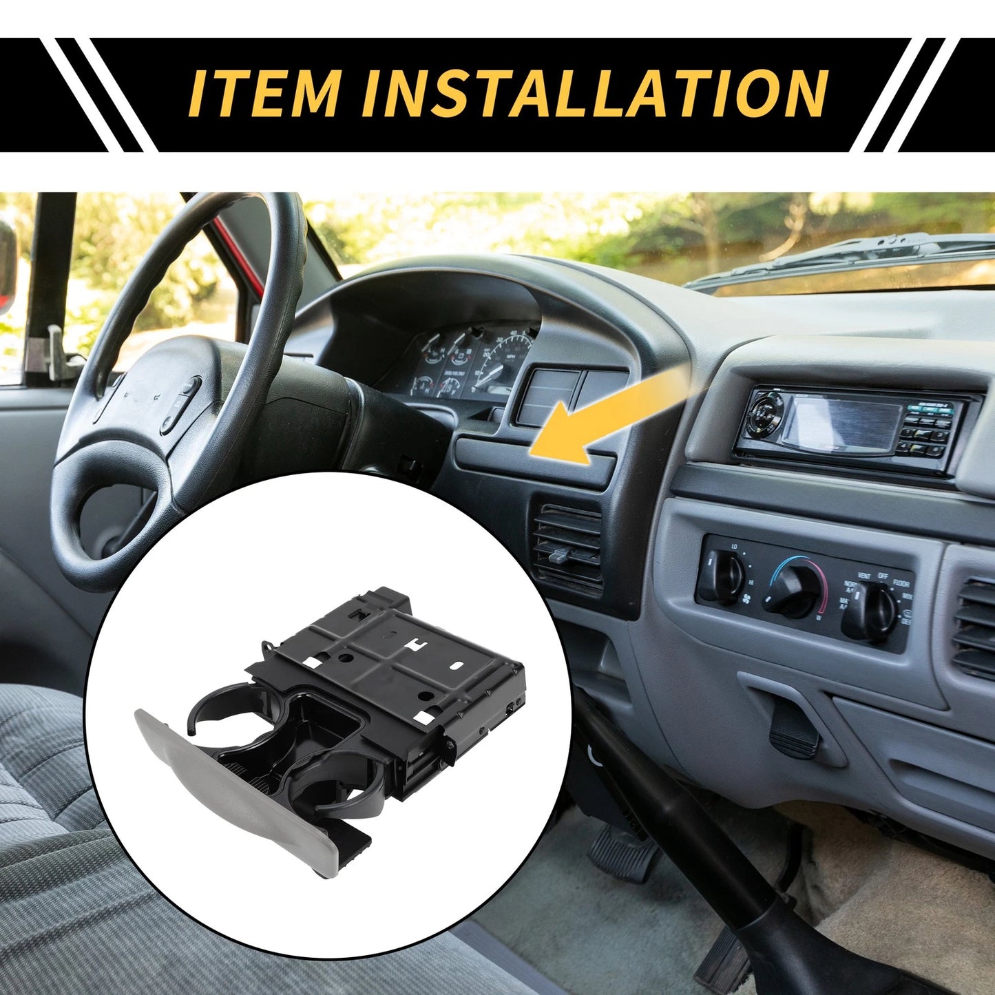 Dashboard Cup Holder for Ford F-250 F-350 F-450 F-550 (1999–2004) Gray