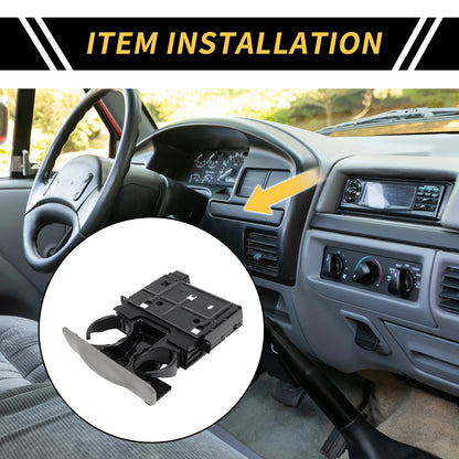 Dashboard Cup Holder for Ford F-250 F-350 F-450 F-550 (1999–2004) Gray