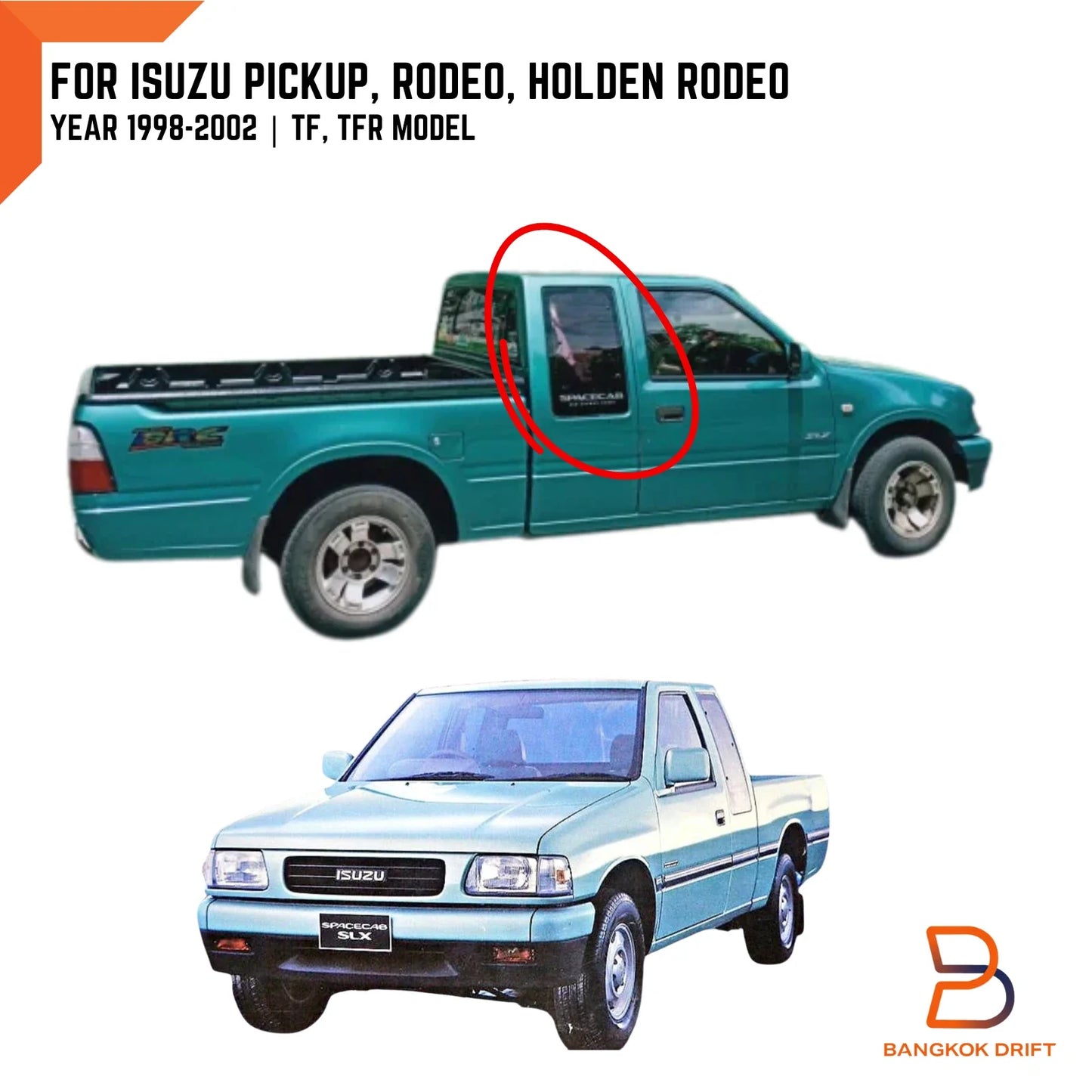LH & RH Glass Weatherstrip Rubber Seal for Holden Rodeo Space Cab (88-02)