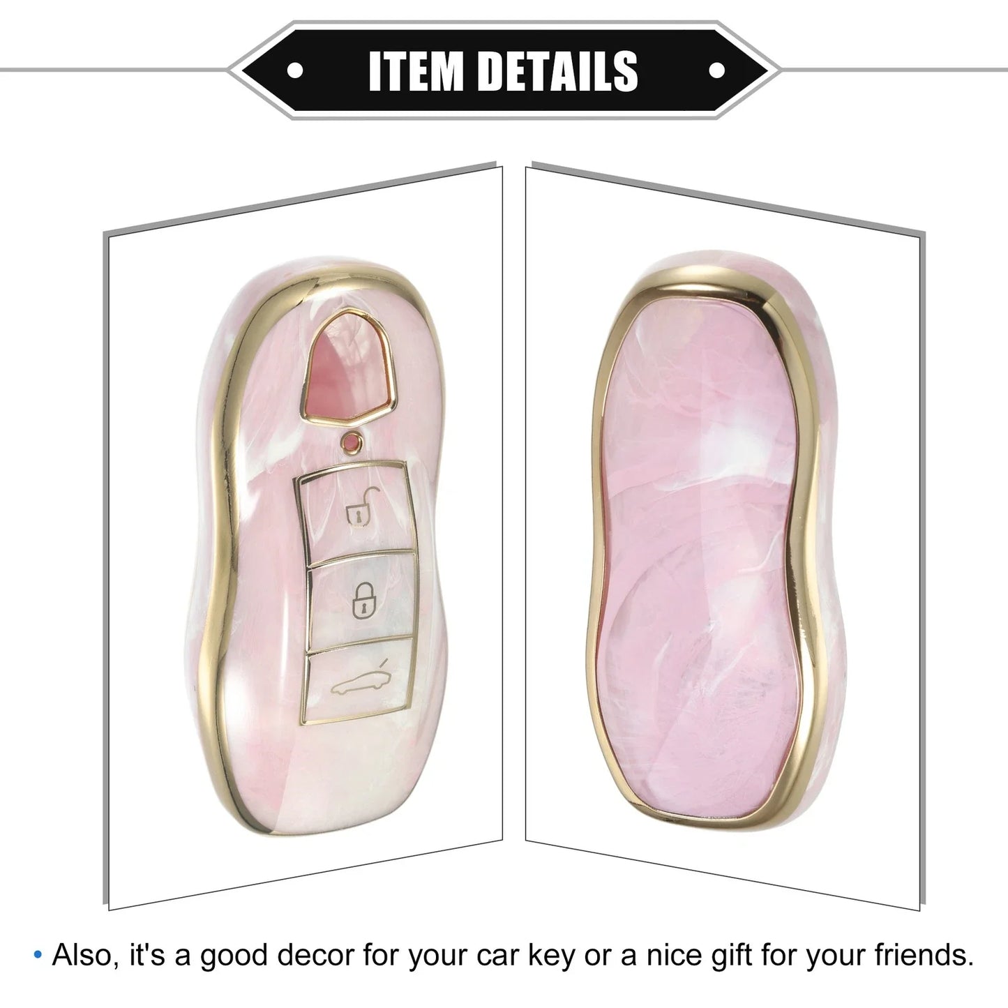 3 x Button Smart Key Fob Case Cover for Porsche Cayenne (2011-2018) TPU Pink