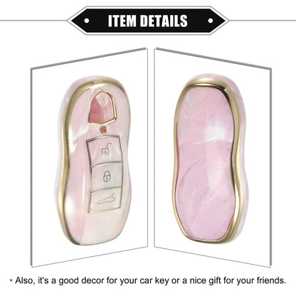 3 x Button Smart Key Fob Case Cover for Porsche Cayenne (2011-2018) TPU Pink