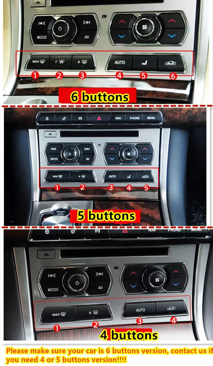 16X Silver Air Conditioning Button Sticker Trim for Jaguar XF (2012–2015)