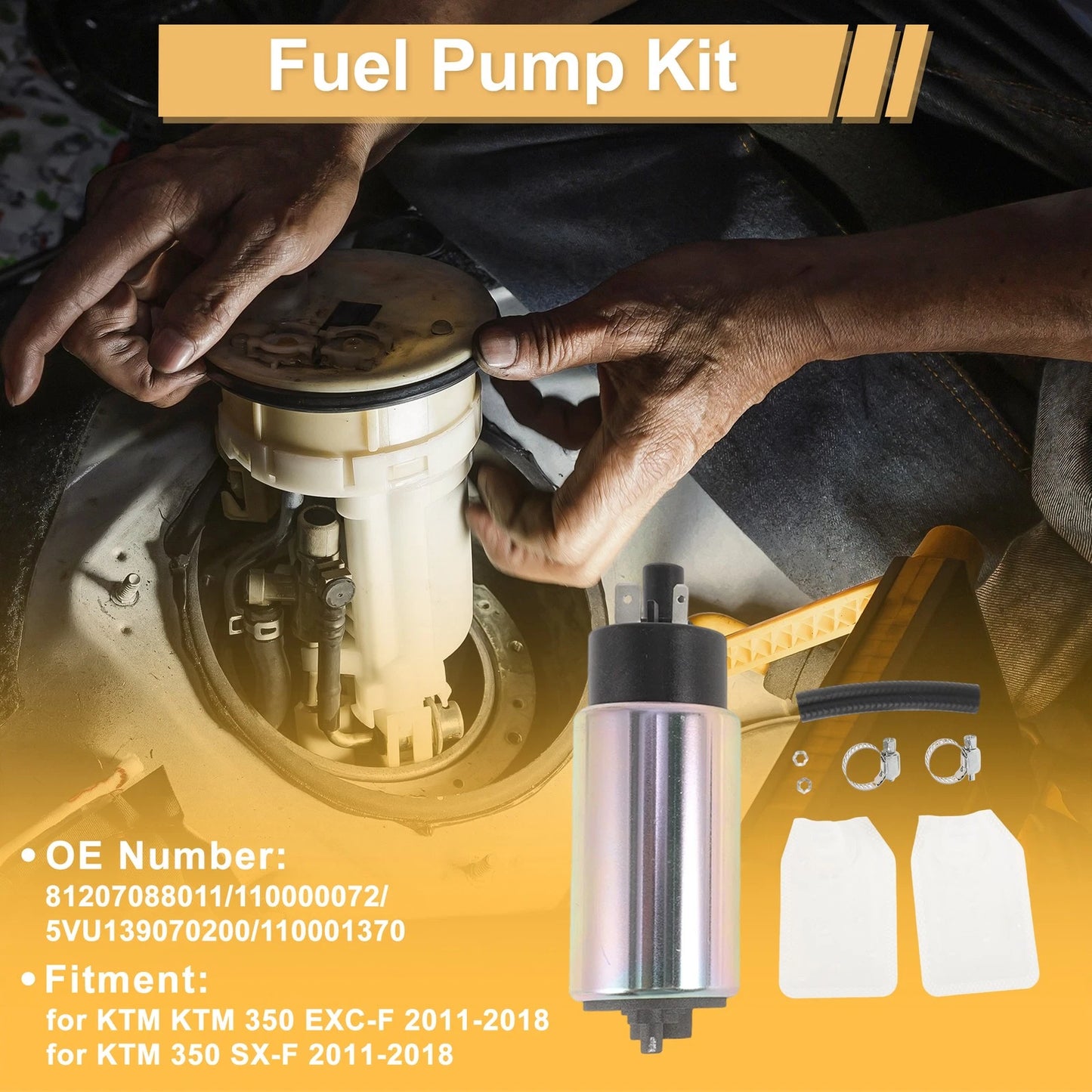 Fuel Pump for KTM 350 EXC-F (2011–2018) Metal Electric 81207088011