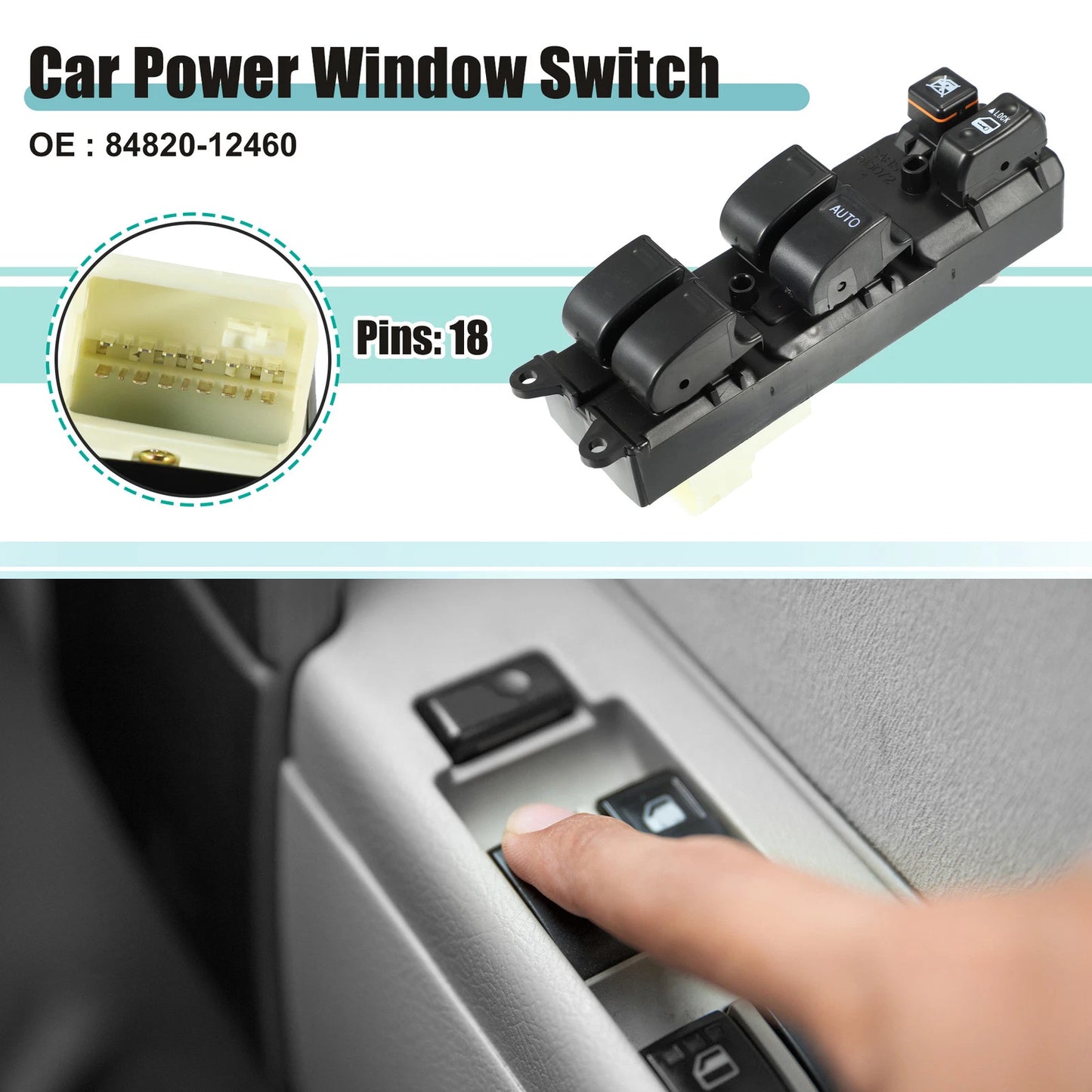 Power Window Switch for Toyota Corolla (2001–2007) No. 84820-12460