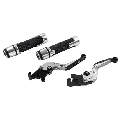 Silver Extendable Brake Clutch Levers & Handlebar Grips for Kawasaki ZX6RR
