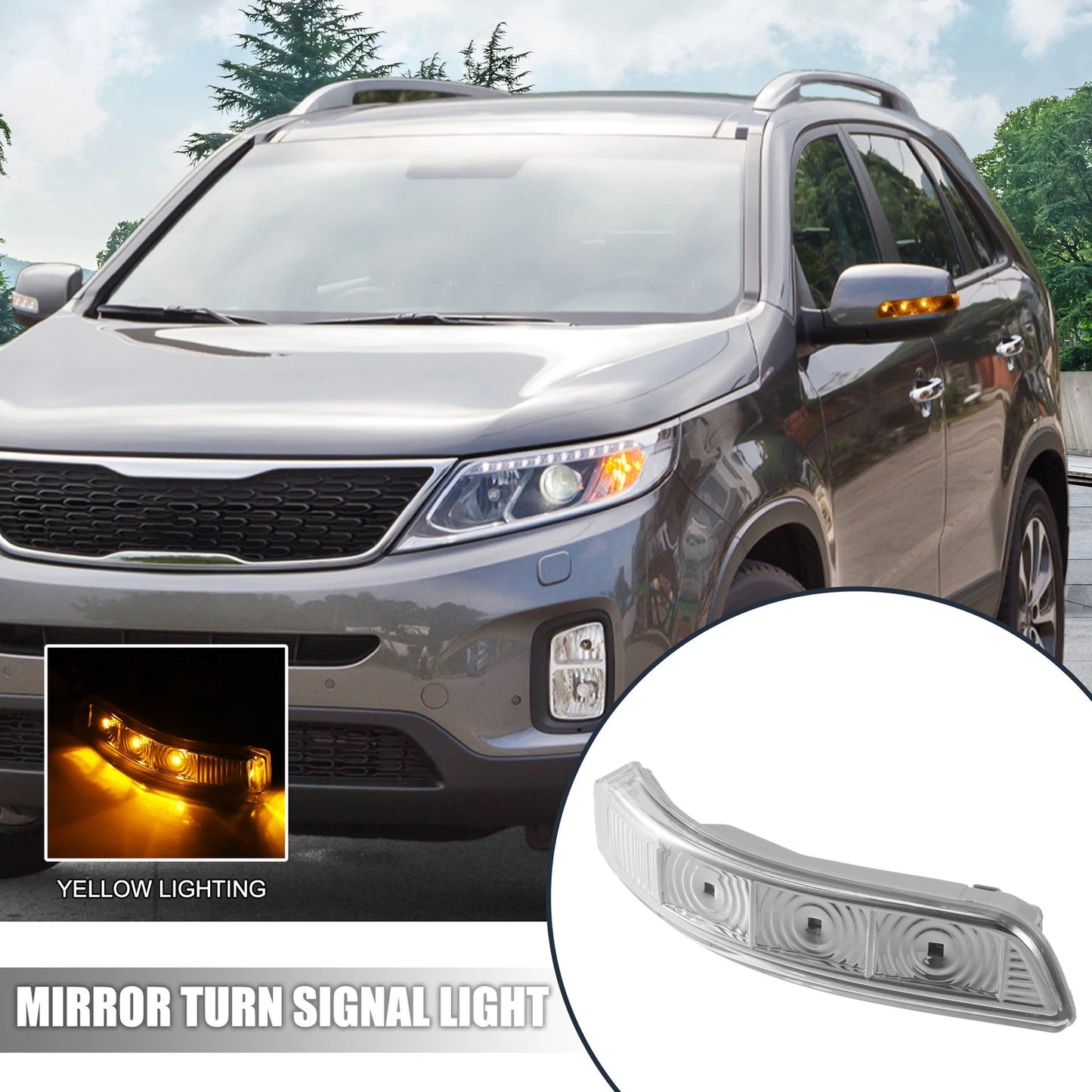 3X LED Front Right Mirror Turn Signal Light No. 87623-2P000 for Kia Sorento (2011–2020)
