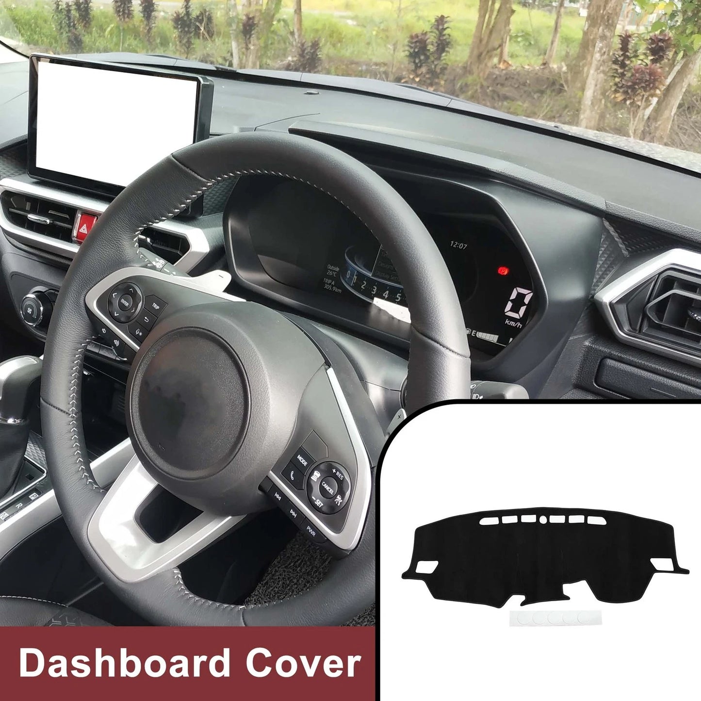 Dashboard Cover Mat for Toyota Raize A200A (2013–2020) Black Sun Protector