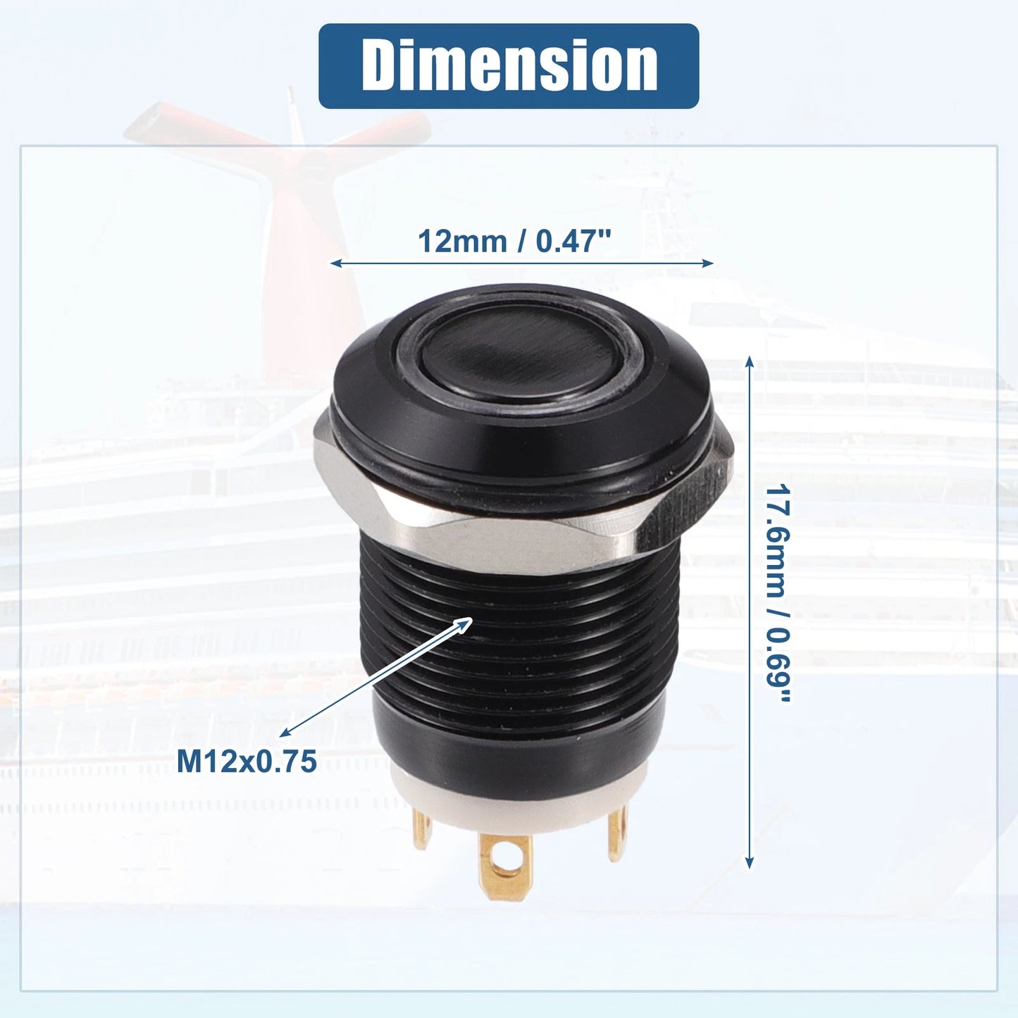 2X Push Button Switch for Car Interior Red Light (Universal)