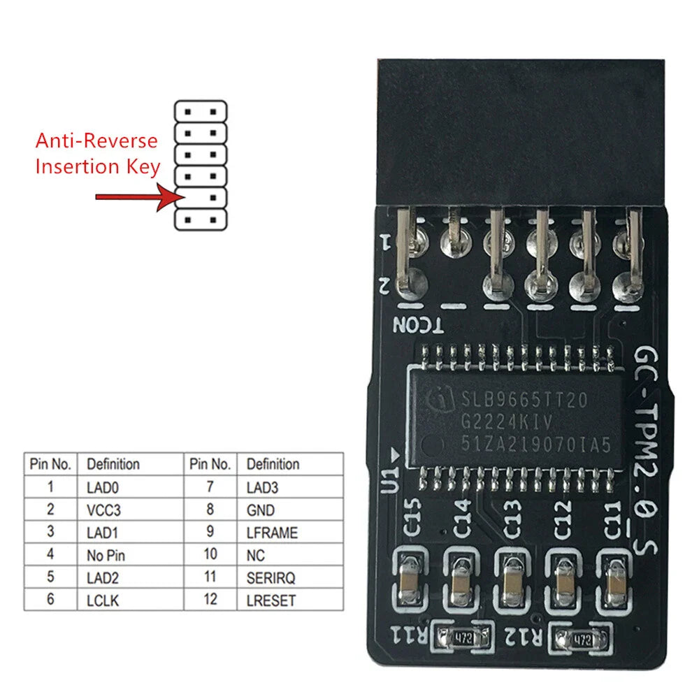 2.0 TPM Module for GIGABYTE GC-TPM2.0_S (12 Pin)