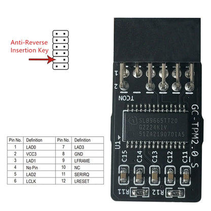 2.0 TPM Module for GIGABYTE GC-TPM2.0_S (12 Pin)