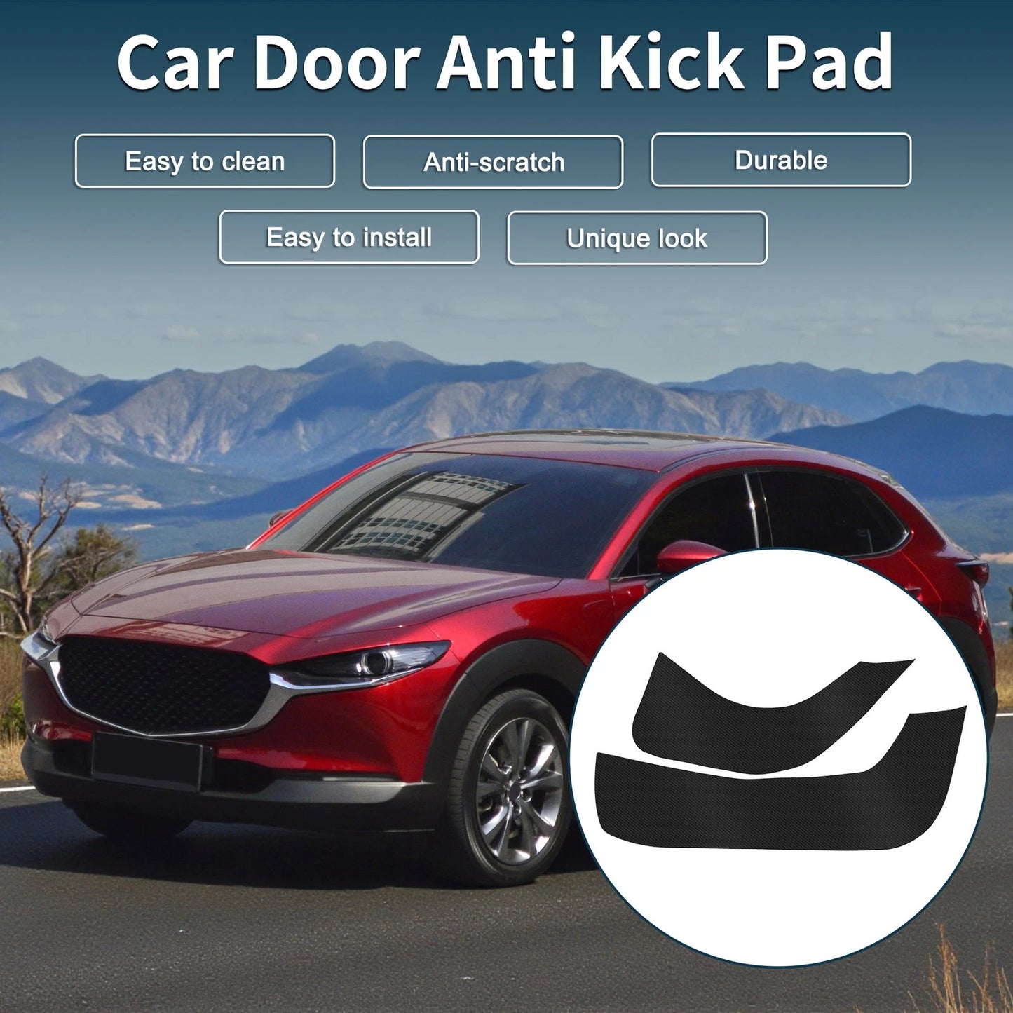 Set of 4 Leather Anti Kick Pad Stickers for DM8P DMEP DM (Carbon Fiber)