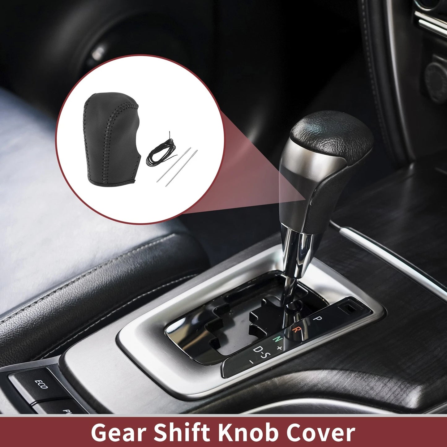 1 Pc Gear Shift Knob Cover for Nissan Murano (2009–2013) Black Faux Leather