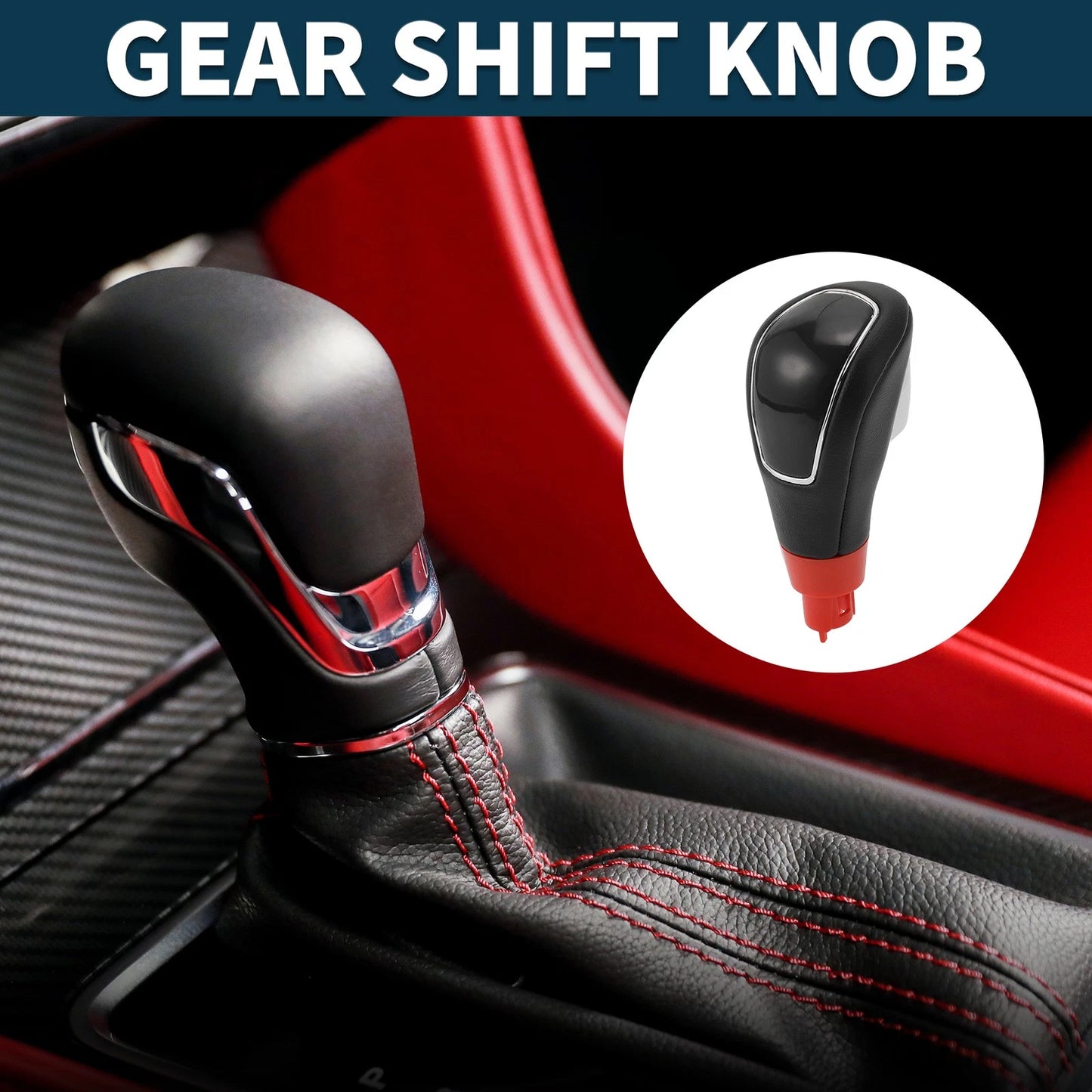 Automatic Gear Shifter Knob for Ford Kuga (2008–2012) - Plastic Faux Leather Black