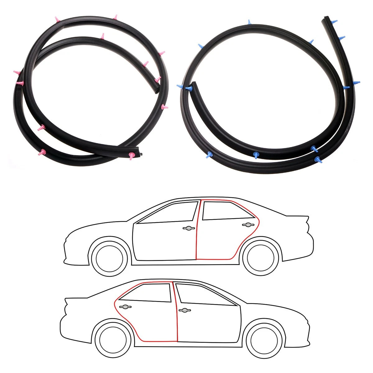 Set of 2 Rear Door Weatherstrip Seals for Datsun Nissan Sylphy N16