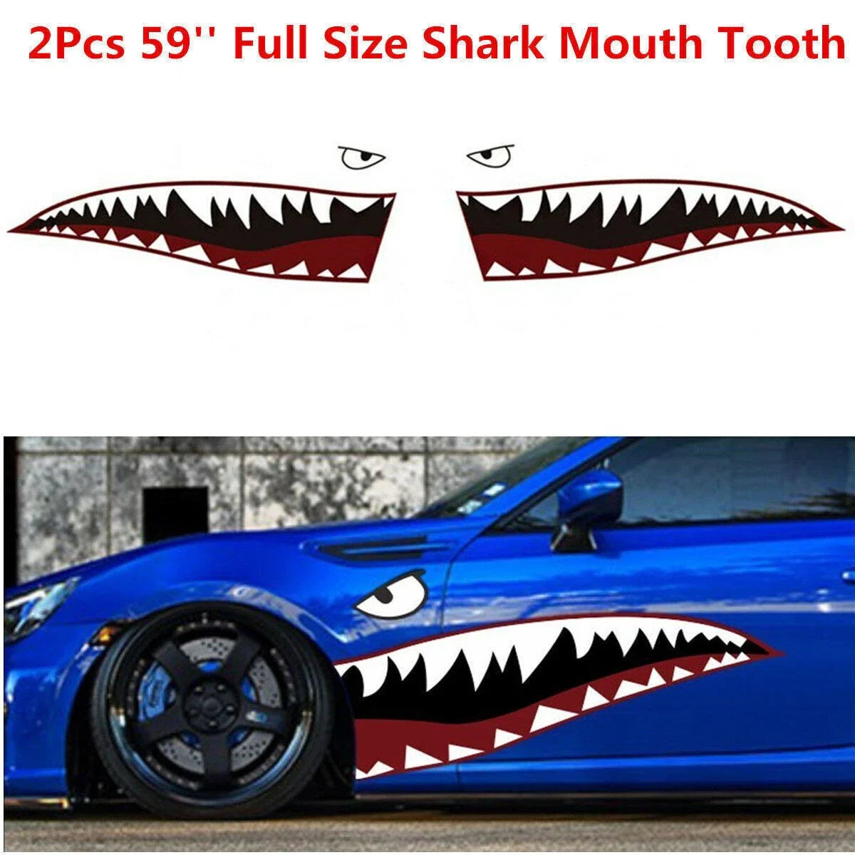 Pair Side Door Shark-Mouth Teeth Sticker Vinyl Exterior Decal