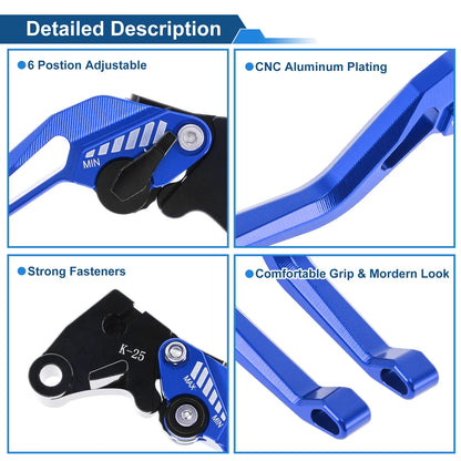 6-Speed Adjustable Brake Clutch Levers for Kawasaki Z400 (2019–2023) Blue