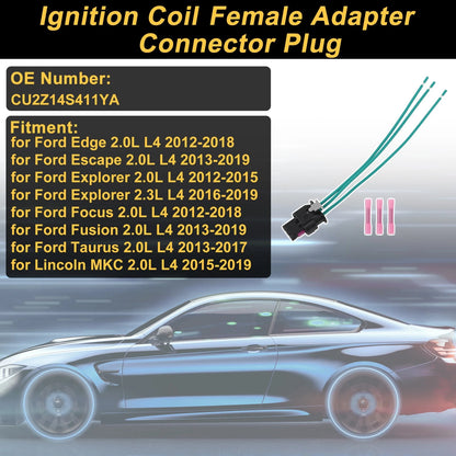 Set of 3 Pin Connector Plug for Ford Edge 2.0L L4 (2012–2018) No.CU2Z14S411YA
