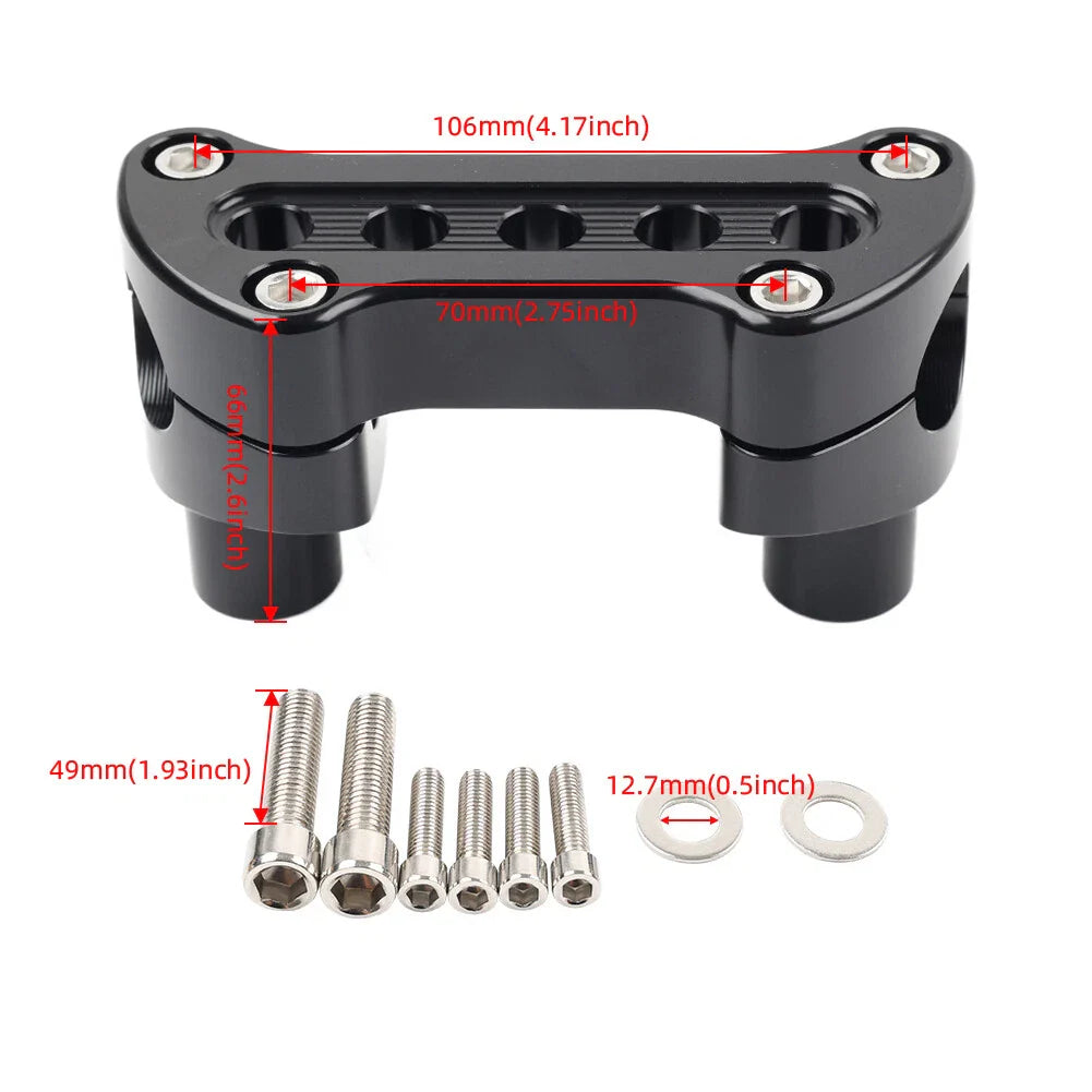 Handlebar Riser Top Clamp Black for Harley Sportster, Softail, Dyna, Road King
