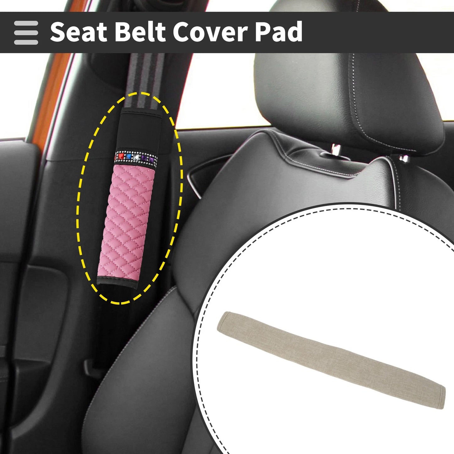 Beige Seat Belt Cover Pad for Universal Vehicles (19.69 Inch)