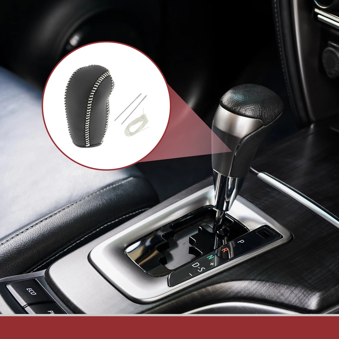 1Pc Gear Shift Knob Cover for Subaru Forester (2014–2017) Black Beige