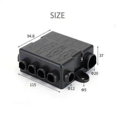 5-Pole Power Distribution Box Busbar Fuse Holder with Fuses for DC 32V