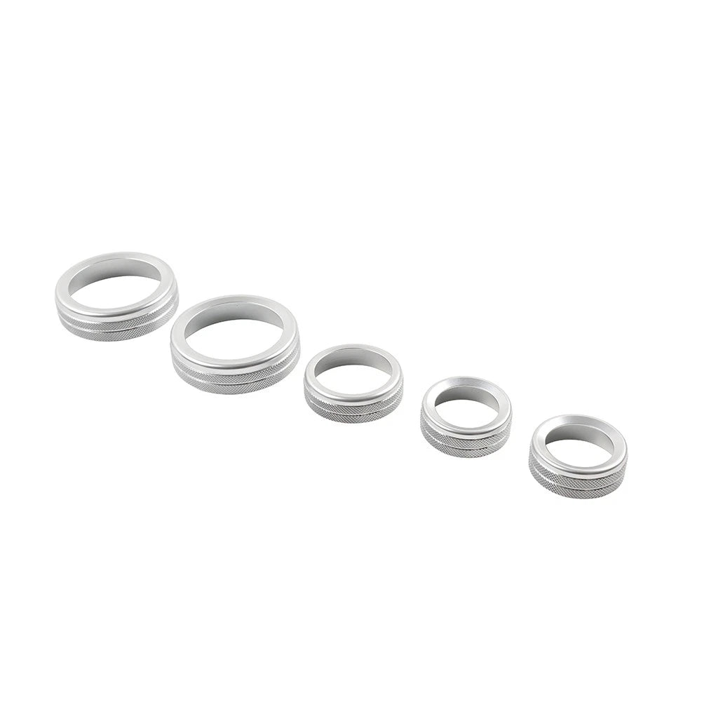 Set of 5 AC Headlight Radio Switch Knob Rings for Ford Maverick (2022–2023) Silver