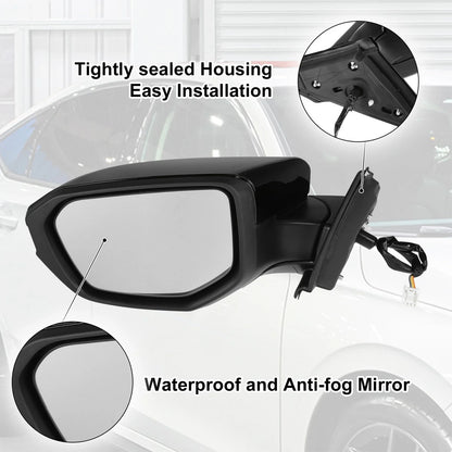 3 Pin Left Side Exterior Door Mirror Assembly Black for Honda Civic (2016-2021)