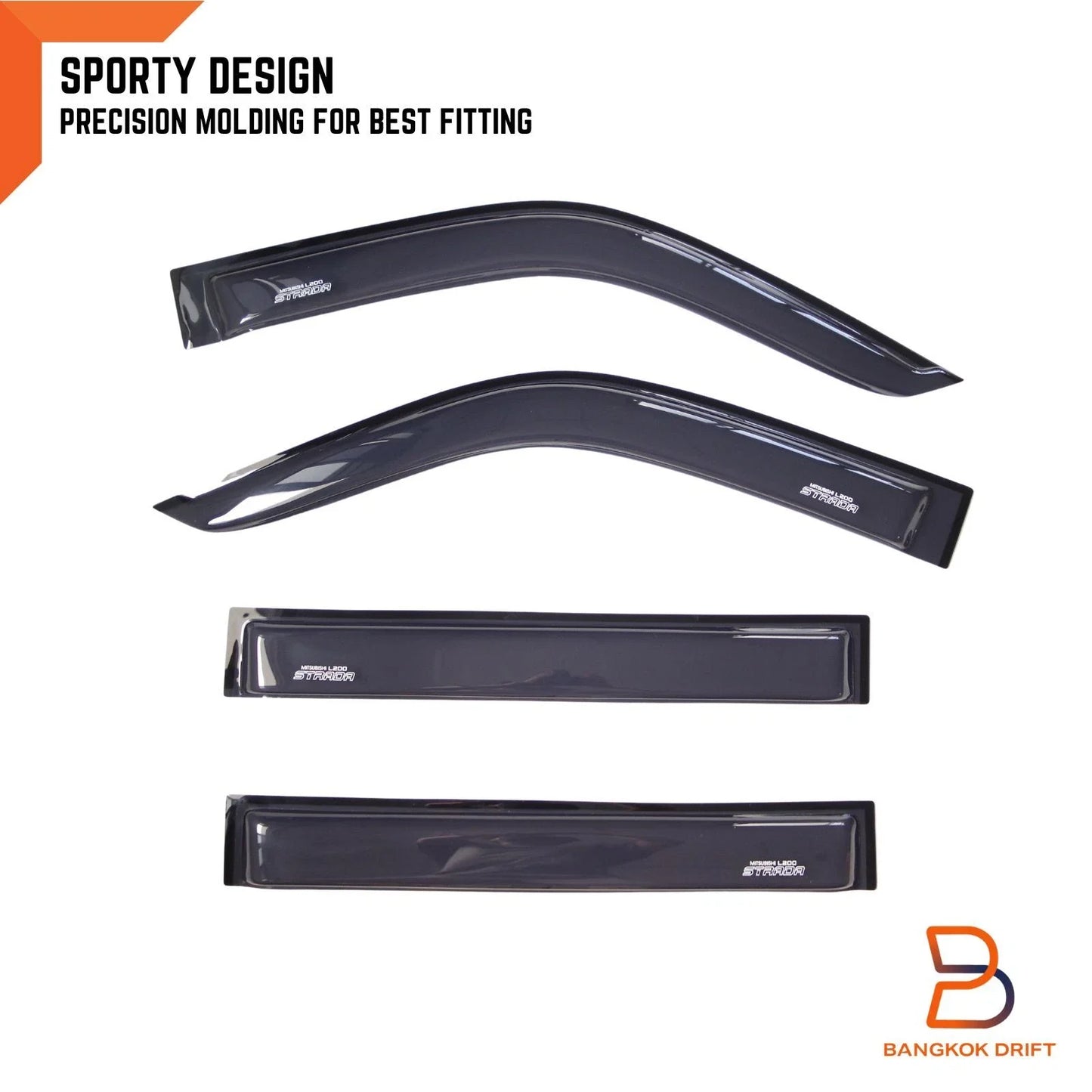 Slim Door Visors for Mitsubishi Triton MK 4-Door Ute (1996-2006)