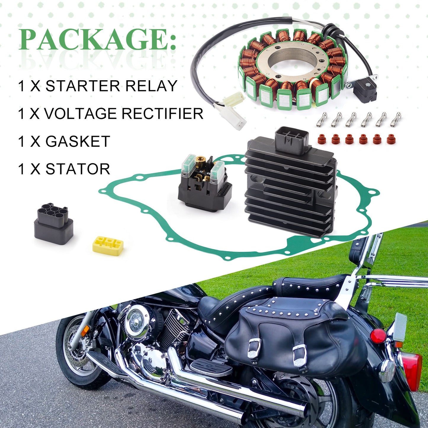 Stator Relay Rectifier with Gasket for Yamaha Vstar 1100 (2004–2009)
