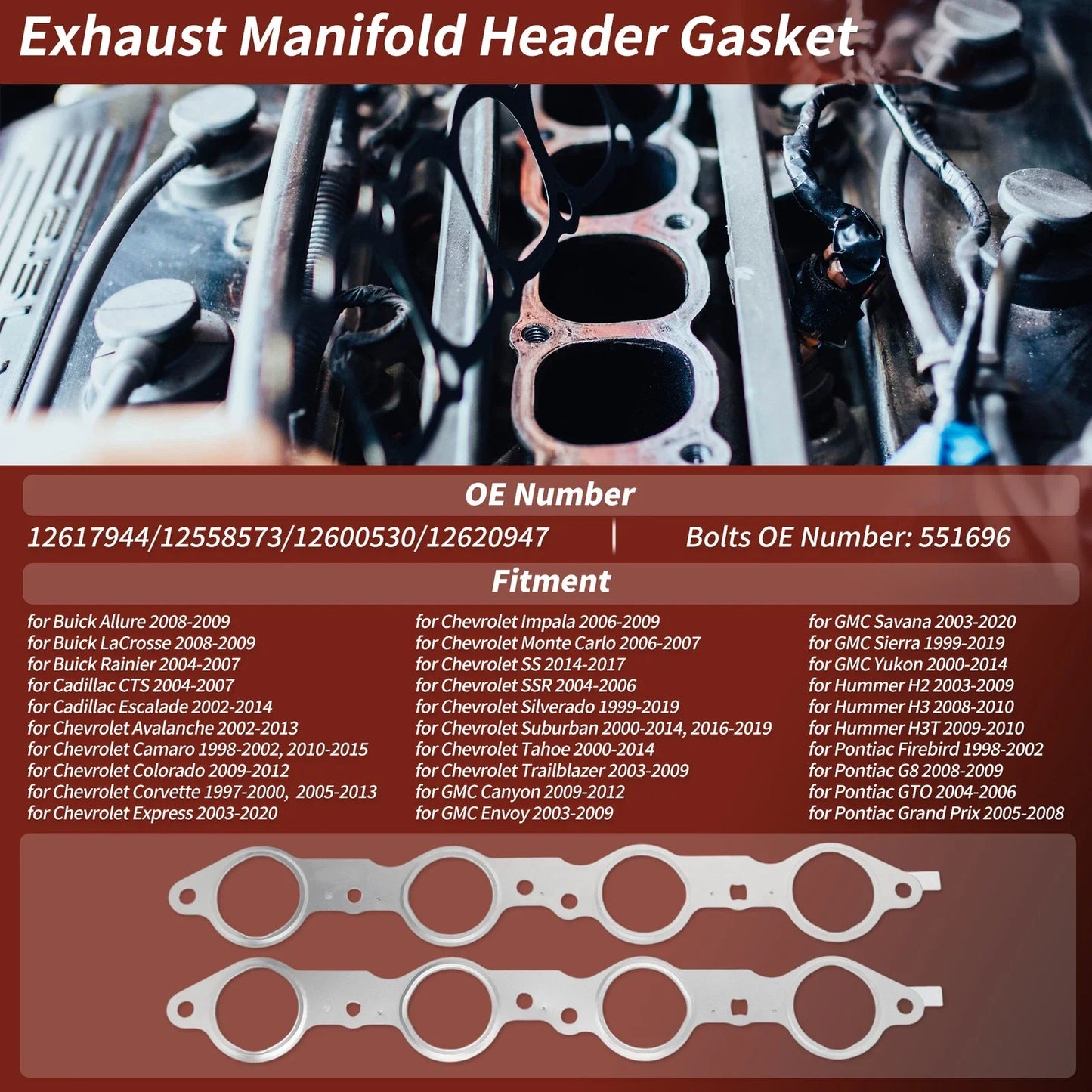 Exhaust Gasket Seal for Cadillac, Chevy, GMC (2000-2023)
