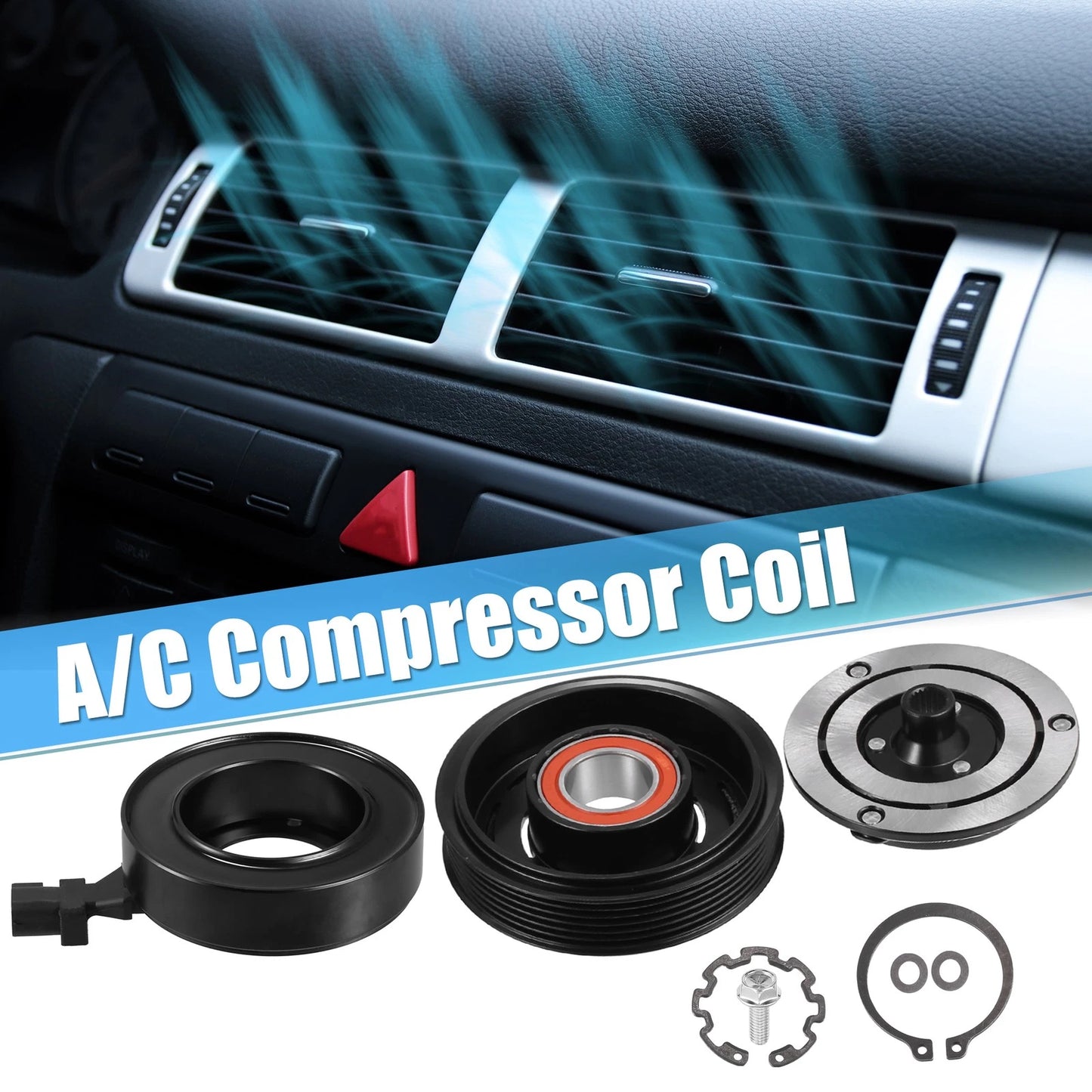 Set of 1 AC Compressor Clutch Kit Pulley Coil for Jeep Liberty (2009–2012)