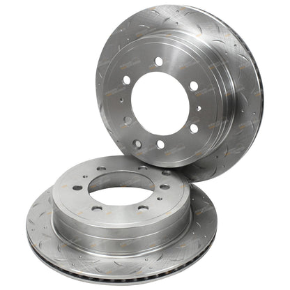 2 Rear Disc Rotors + Brake Pad Set for Toyota Prado (1996–2009)