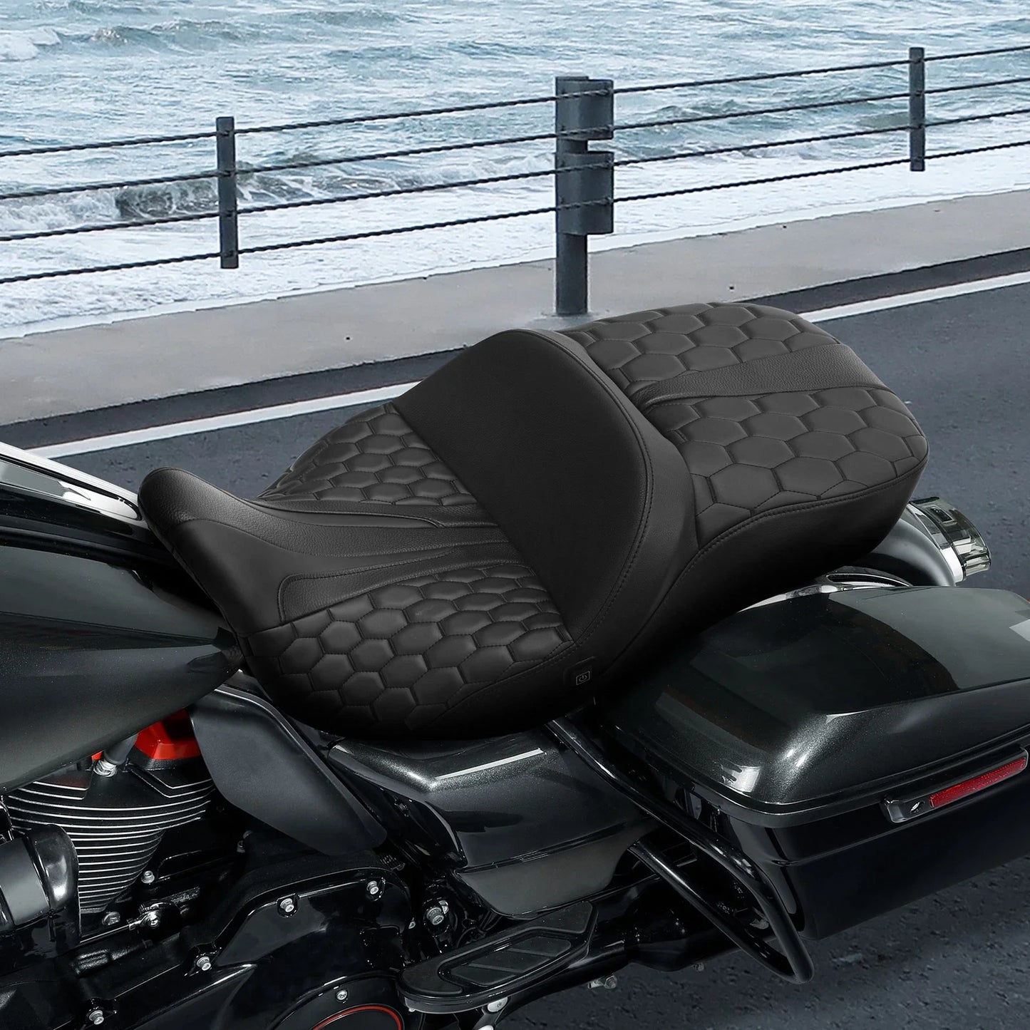 Heated Black Driver & Passenger Seats for Harley Electra Street Glide (2009-2023)