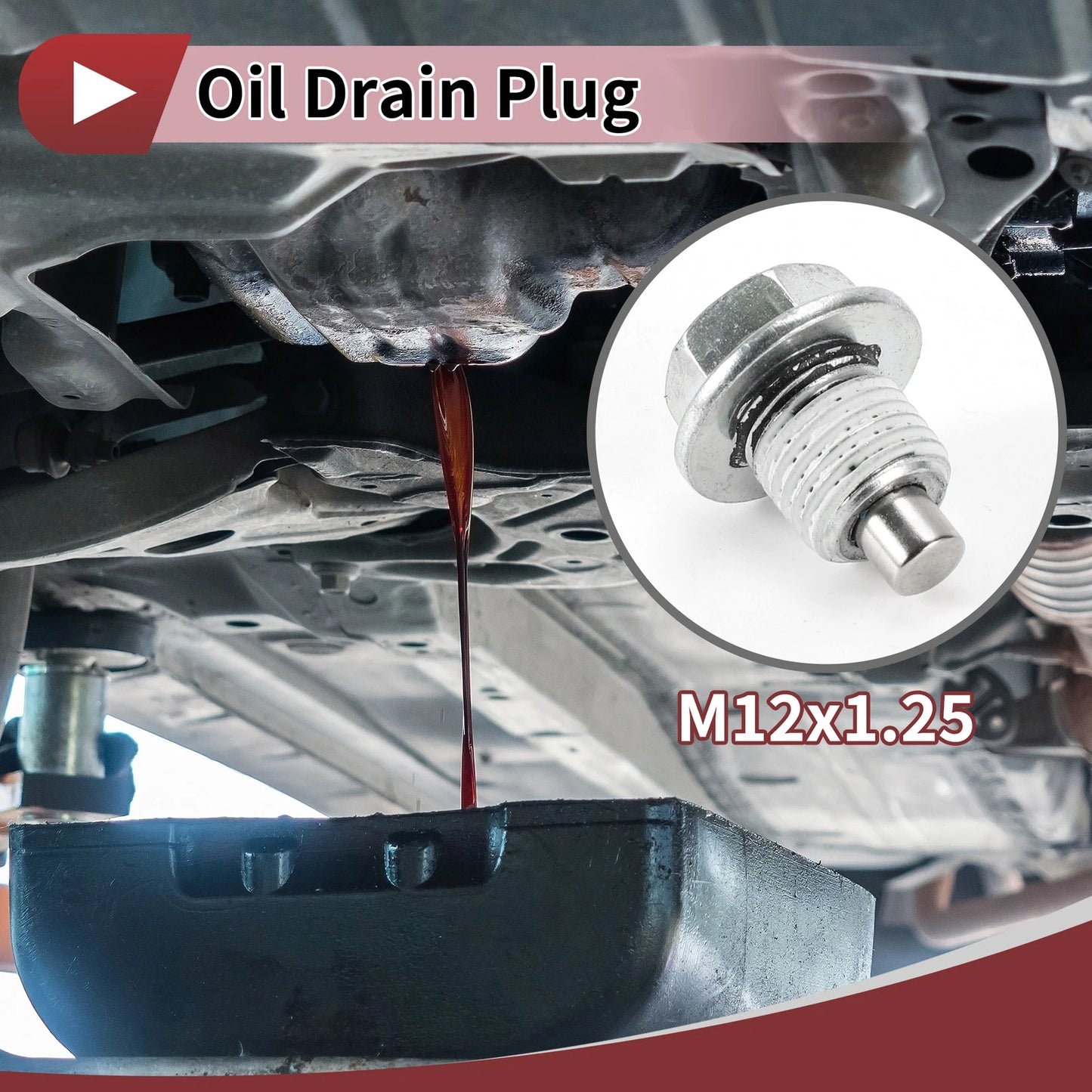 Set of 1 Oil Drain Plug for Nissan Infiniti (No. 1102601M02)