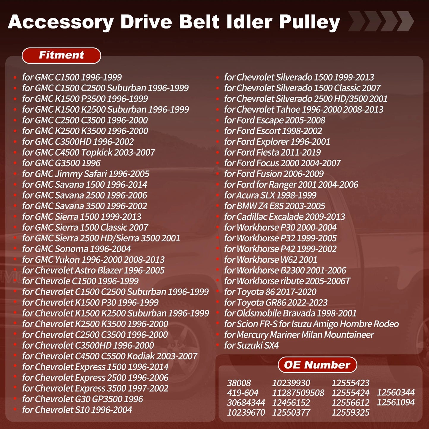 Accessory Drive Belt Idler Pulley for GMC Chevrolet Ford Toyota
