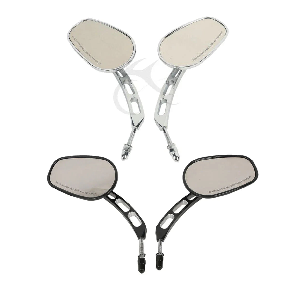8mm Black/Chrome Rearview Mirrors for Harley Fat Bob Softail Deluxe (2008-2016)