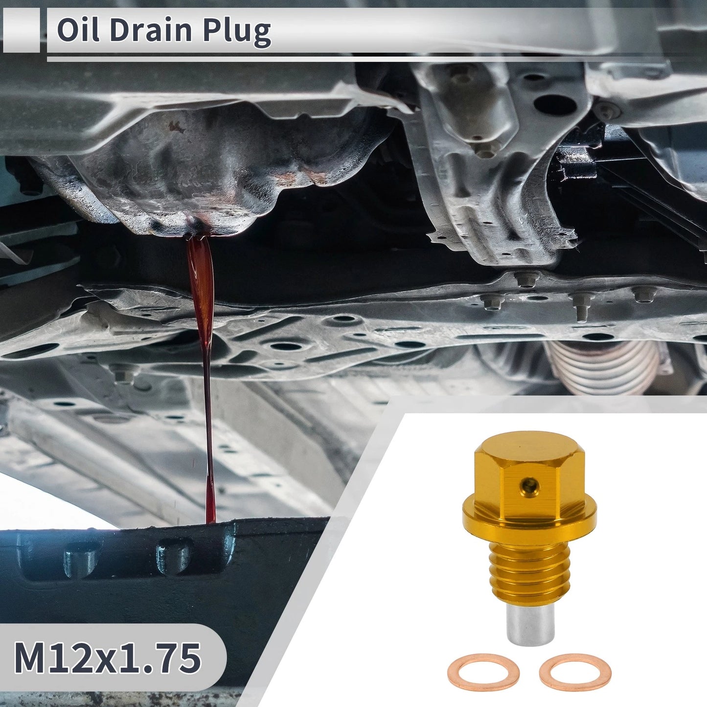 Set of 1 M12x1.75 Engine Oil Drain Plug with Gasket for Car Motorcycle Boat