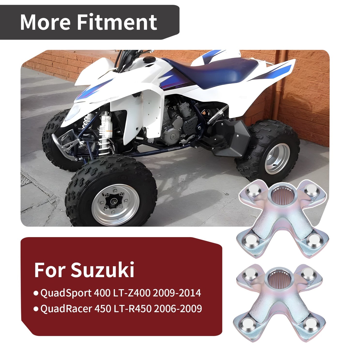 2 Rear Wheel Hubs for Suzuki QuadSport Z400 QuadRacer 450 (2006–2014)