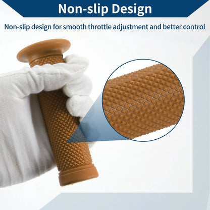 7/8" Rubber Hand Grips for Motorcycle (Light Brown)