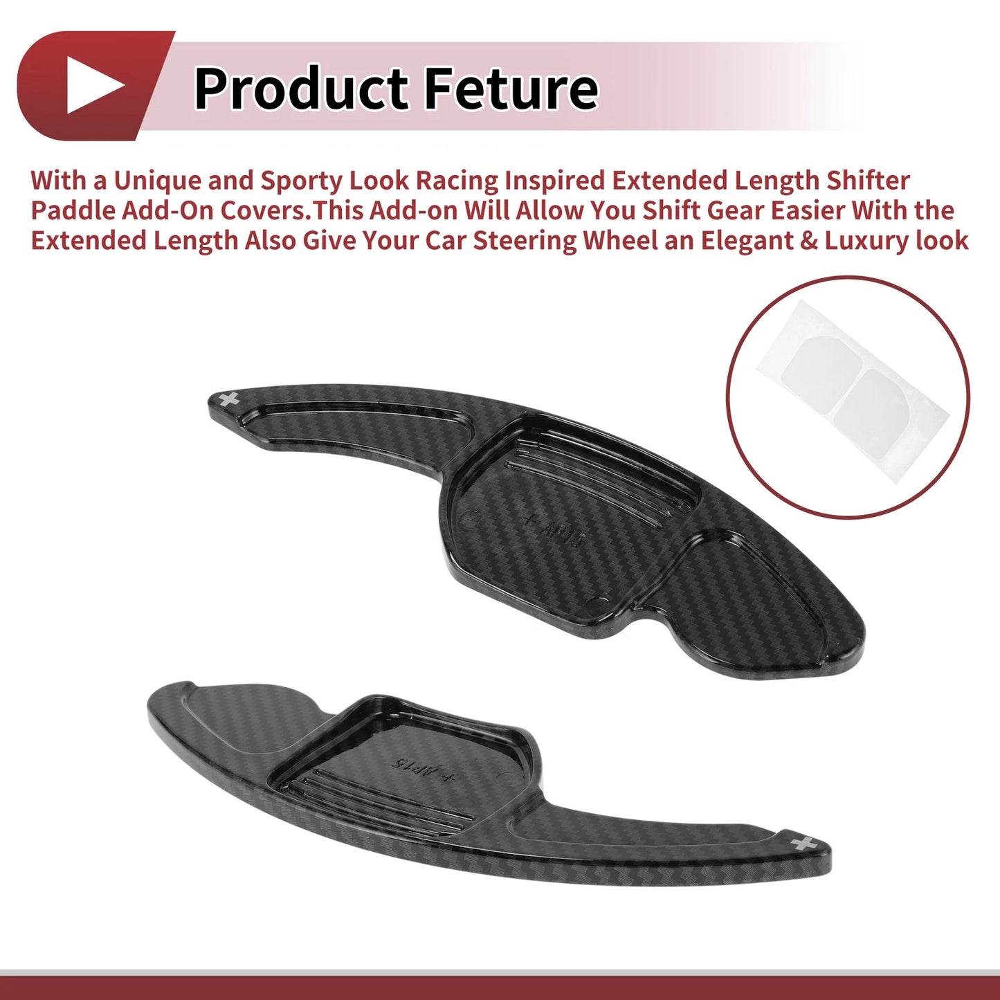 Set of 2 Black Plastic Steering Wheel Paddles for Audi A3 (2013–2016)
