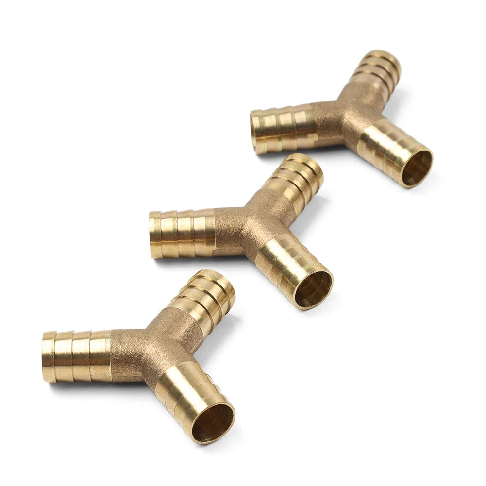 3 x Y-3 Way Brass Hose Barb Fitting for Fuel Water Gas Air Tubing Splicer