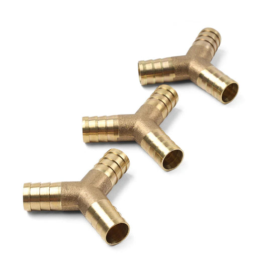 3 x Y-3 Way Brass Hose Barb Fitting for Fuel Water Gas Air Tubing Splicer