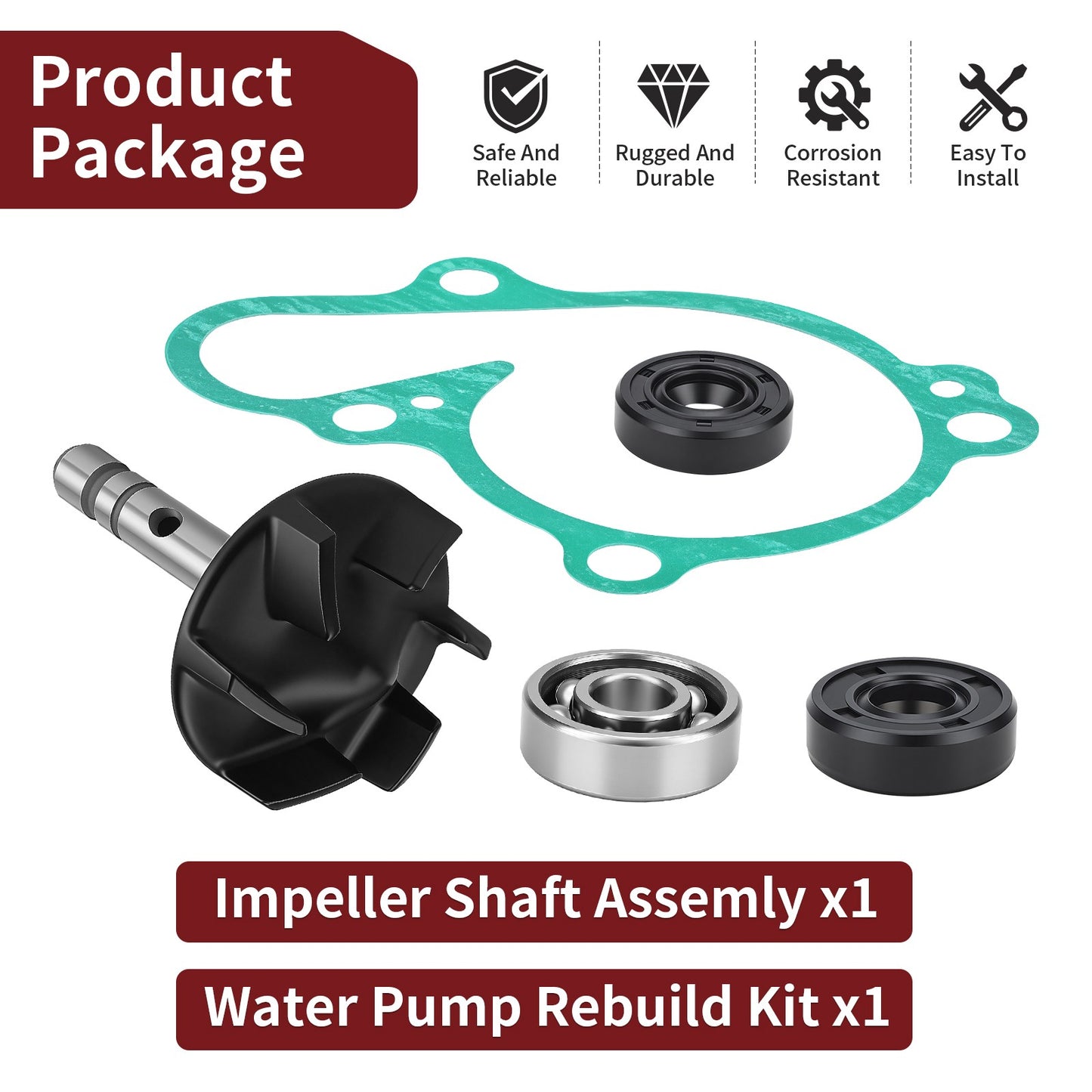 Impeller Shaft and Water Pump Cover Gasket for Yamaha YZ125 (2005–2024)
