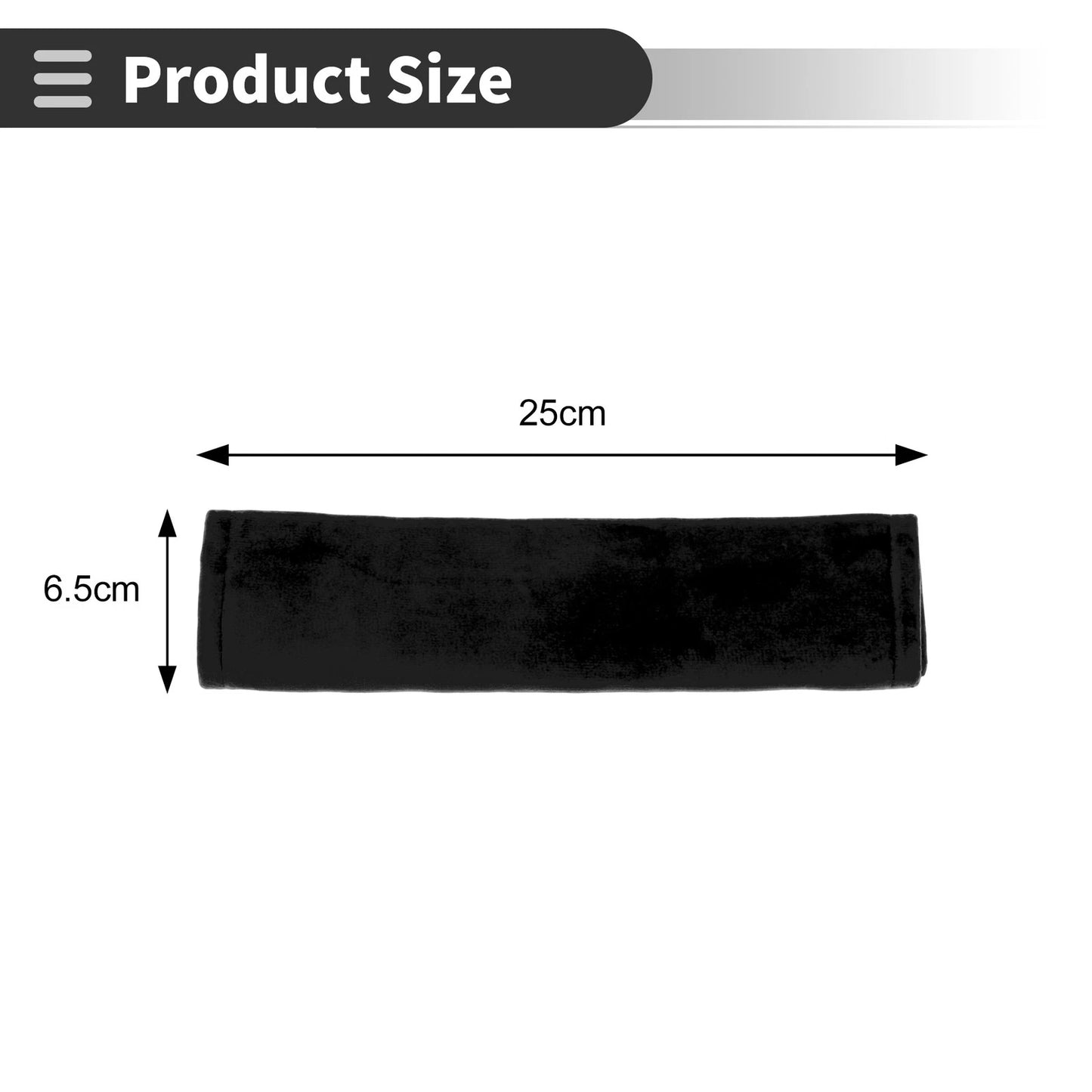 Set of 2 Black Chenille Seat Belt Cover Pads for Universal Fit