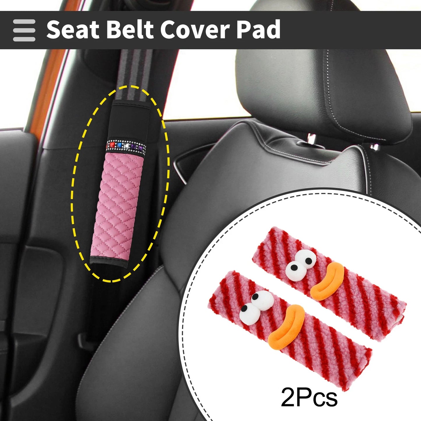 Set of 2 Seat Belt Cover Pads for Universal Fit (23.5cm)