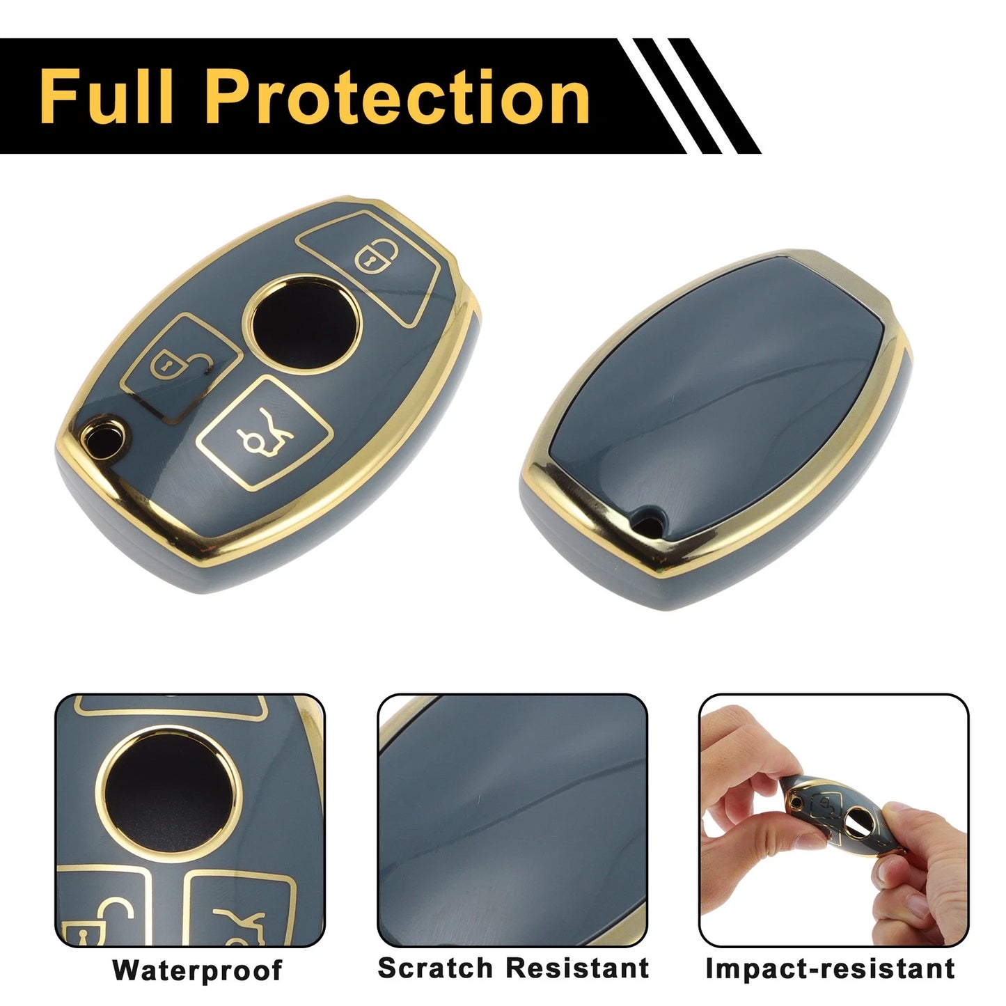 TPU Silicone Car Key Case for Mercedes-Benz A-Class (3 Buttons)