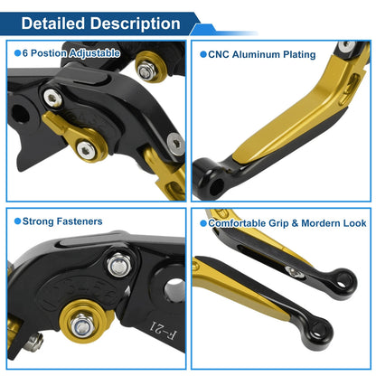 Short Long Brake Clutch Levers for Kawasaki Vulcan S 650 (2015–2023) Black Gold Tone